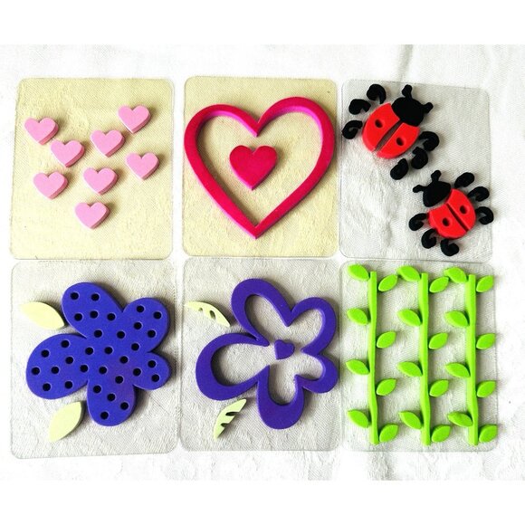 Duncan Chunky Layers Craft Foam Lady Bugs Hearts Flowers See Thru Mounts (6) VTG - Picture 1 of 8